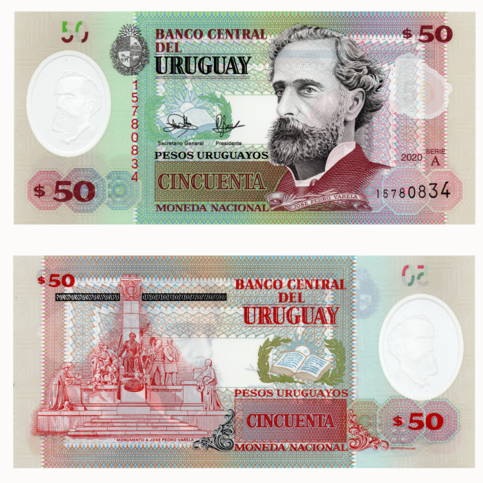 50 Песо 2020 года-Уругвай, P-W102 UNC