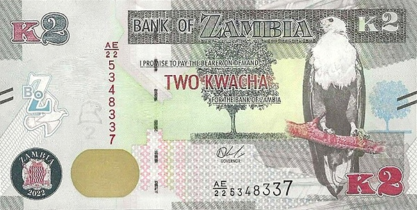 Банкнота Замбия 2 Квача 2022 год P-56 (2022) UNC