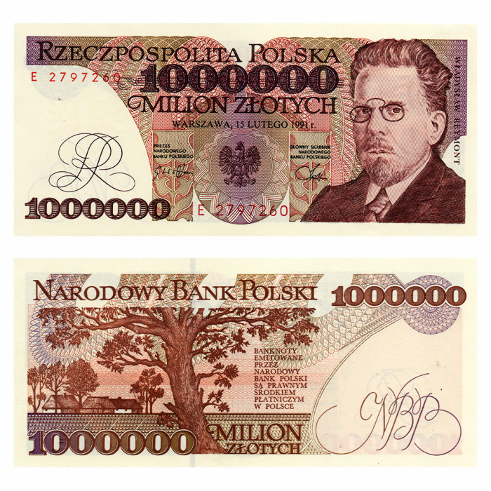 1 000 000 Злотых 1991 года - Польша P-157a UNC