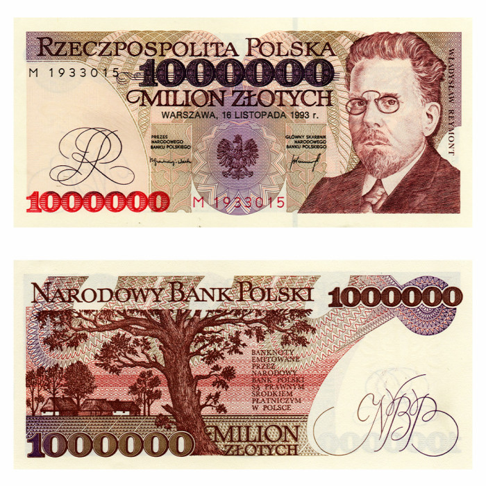 1 000 000 Злотых 1993 года - Польша P-162a UNC