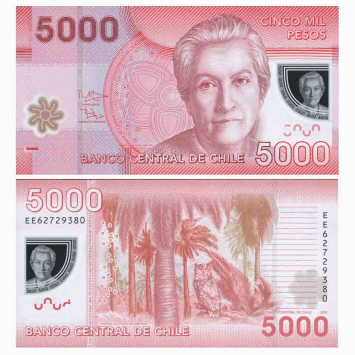 5000 Песо 2016 года - Чили P-163 UNC