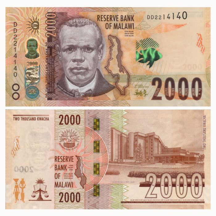 2000 Квача 2022 года - Малави P-W70 UNC
