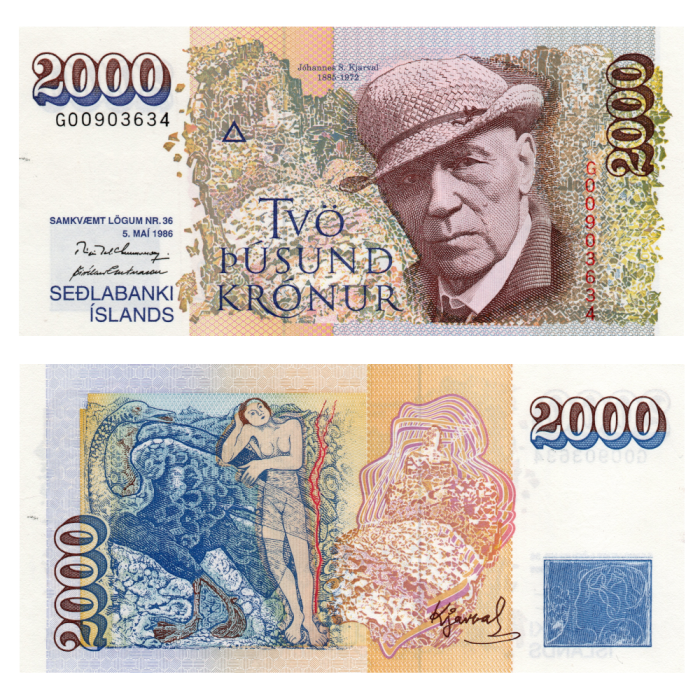 2000 Крон 1986 год - Исландия P-57a UNC