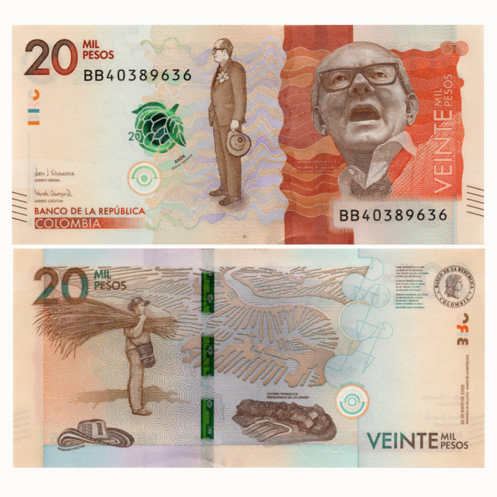 20000 Песо 2020 года - Колумбия P-461(2020(1)) UNC