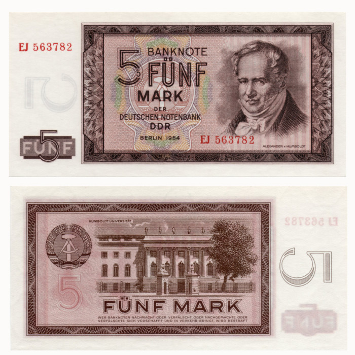 5 Марок 1964 - ГДР P-22 UNC