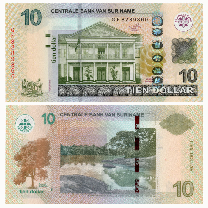 10 Долларов 2019 года - Суринам P163(2019) UNC