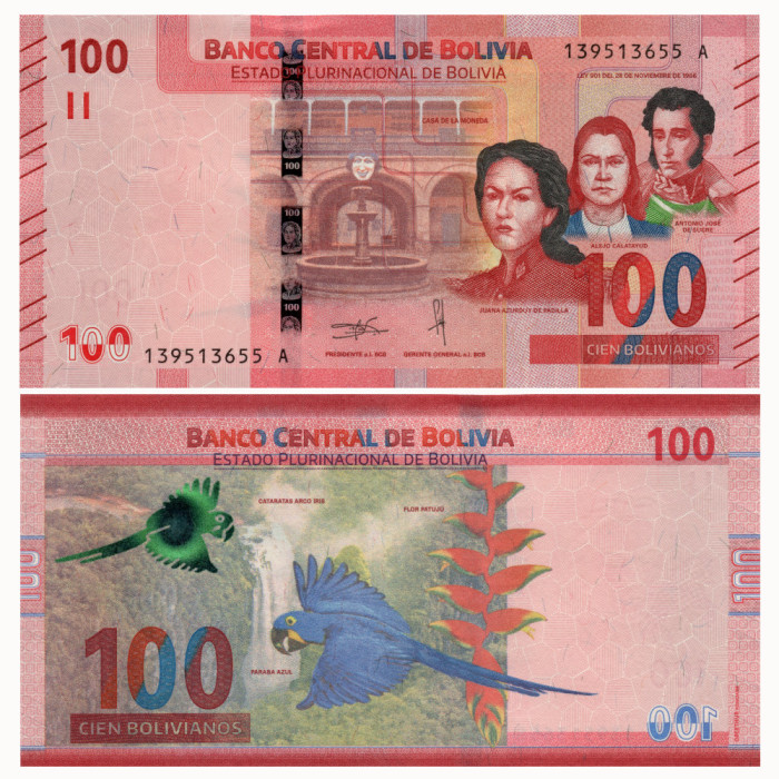 100 Боливьяно 2018 года - Боливия P-W251(1) UNC