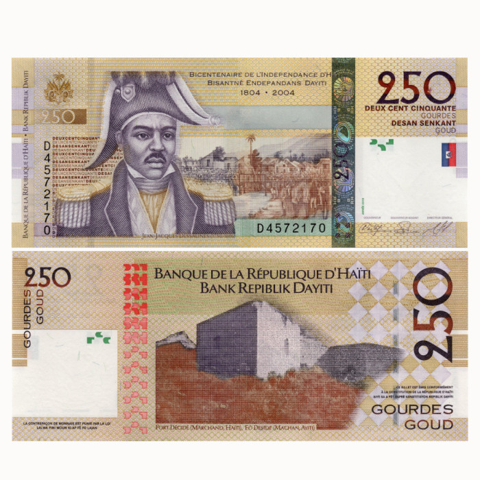 250 Гурдов 2010 года - Гаити P-276d UNC