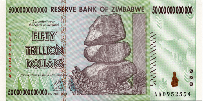 Банкнота Зимбабве 50,000,000,000,000 Долларов 2008 год P-90 UNC