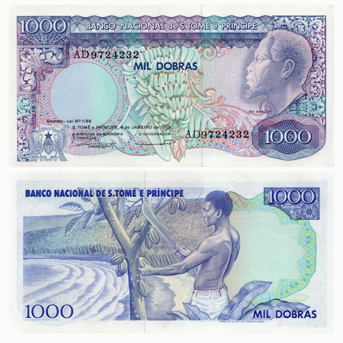 1000 Добра 1989 года - Сан-Томе и Принсипи P-62 UNC