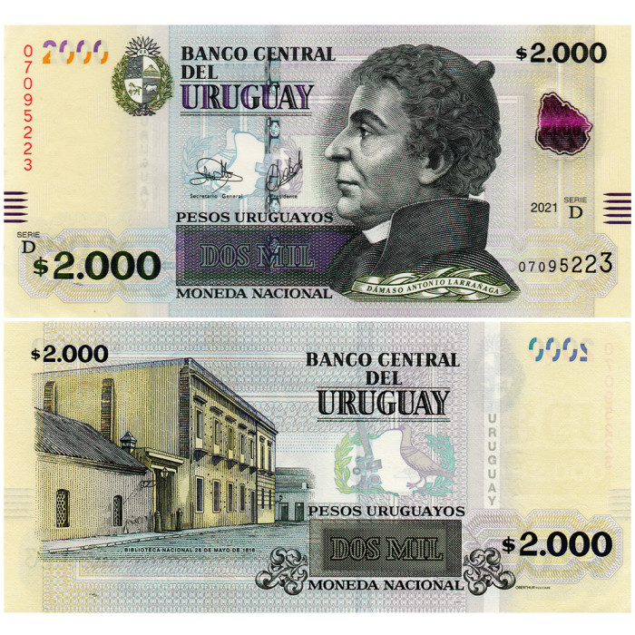 2000 Песо 2021 года - Уругвай P-99c UNC