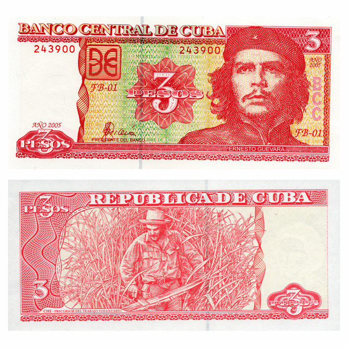 3 Песо 2005 года - Куба P-127b UNC