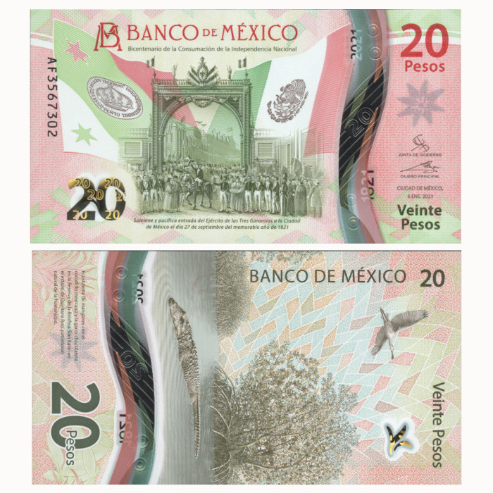 20 Песо 2021 года - Мексика P-W132 (1-2021(1)) UNC