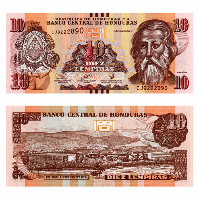 10 Лемпира 2019 года - Гондурас P-99 UNC