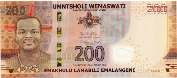 Банкнота Эсватини 200 Эмалангени 2023 год P-W45 UNC