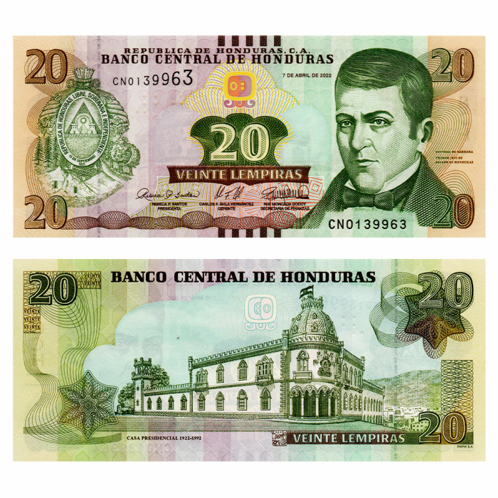 20 Лемпира 2022 года - Гондурас P-100 UNC