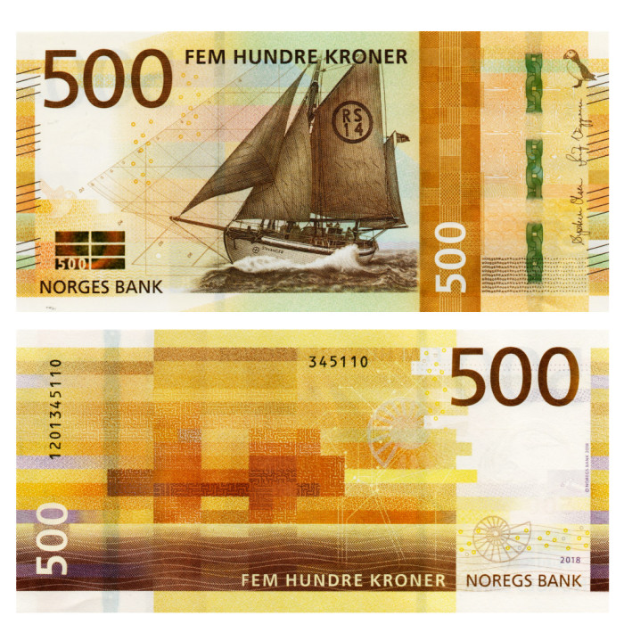 500 Крон 2018 года - Норвегия P-56 UNC