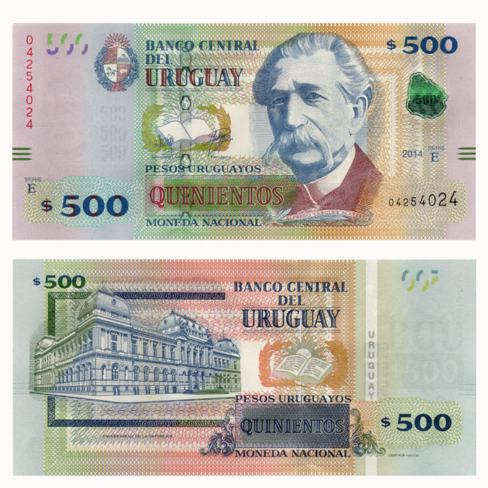 500 Песо 2014 года-Уругвай P-97 UNC 