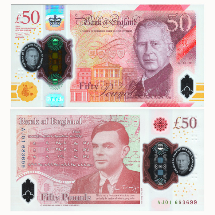 50 Фунтов 2024 года - Англия P-401 UNC